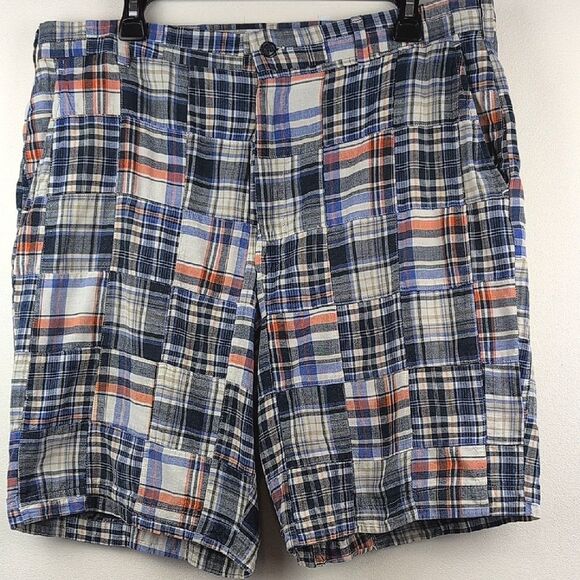 Berle Cotton Madras Plaid Multicolor Patchwork Men's Shorts Size 36 80's Preppy - Picture 13 of 13